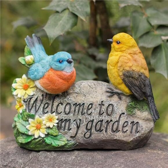 Bird Garden Decor, Welcome Sign Sculptures Statues for Yard Decorations - Picture 5 of 7